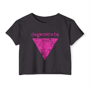 Degenerate Pink Triangle Bold Statement Design On Festival Crop Top
