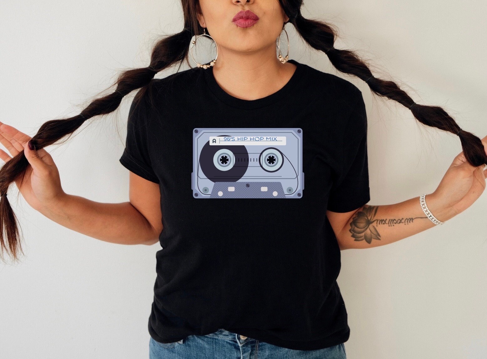 90年代ヒップホップカセットテープTシャツ：ヴィンテージミュージック