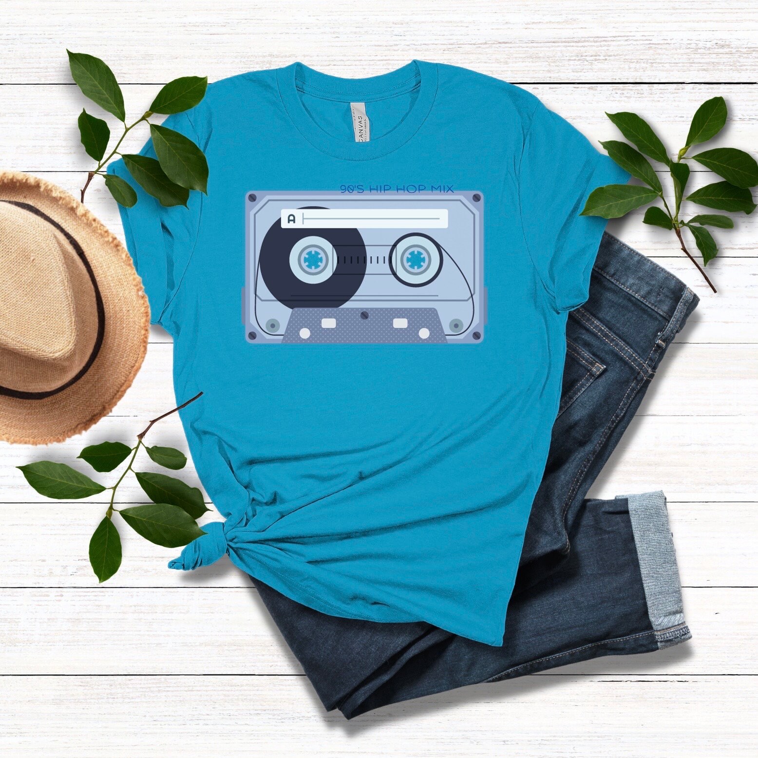 90年代ヒップホップカセットテープTシャツ：ヴィンテージミュージック