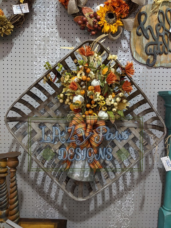 Handmade Dried Floral Arrangement With Galvanized Pitcher And Etsy