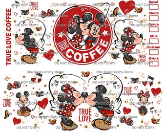 Coffee | True love Tumbler Wrap | 20oz Tumbler Wrap | Mouse PNG | Fairy Tale Love | Tumbler png | Download png | Valentine's Day | True Love