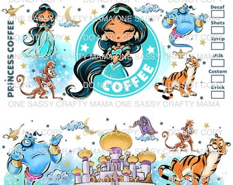 Princess Coffee | Princess Tumbler Wrap | 20oz Tumbler Wrap |  Princess PNG | Fairy Tale Princess | Tumbler png | Download png