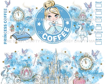 Coffee | Princess Tumbler Wrap | 20oz Tumbler Wrap |  Princess PNG | Fairy Tale Princess | Tumbler png | Download png