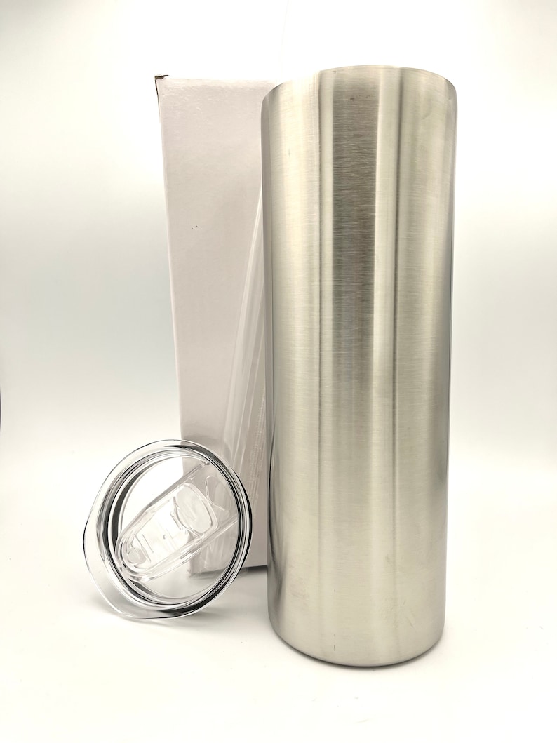 Stainless steel blanks, 20oz straight skinny tumbler with lid and plastic straw, design your own, blanks, epoxy, resin, epoxy tumblers image 1