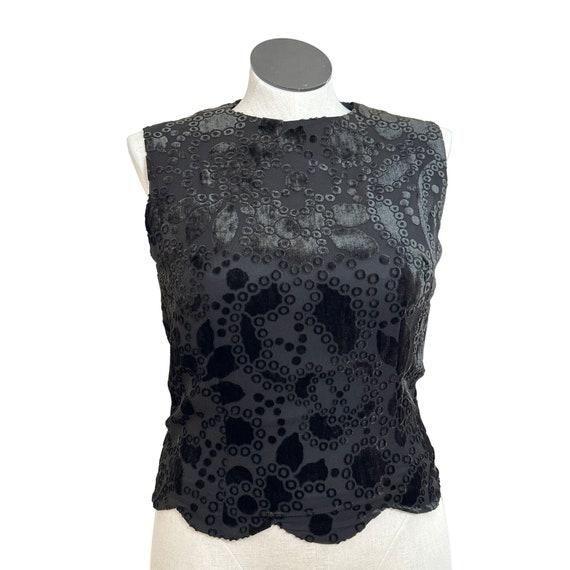 Vintage Handmade Velvet Burnout Sleeveless Back Z… - image 1