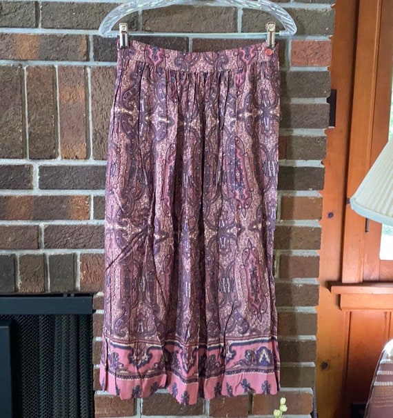 Vintage Talbots Mauve Paisley Midi Skirt 8