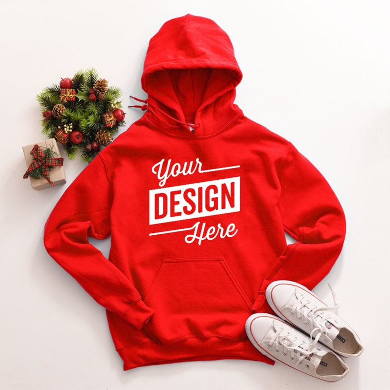 Download Hoodie Mockup Red Sweatshirt mock up Gildan 18500 Mockup ...