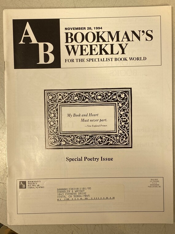 AB Bookman's Weekly 28 de noviembre de 1994 Etsy España