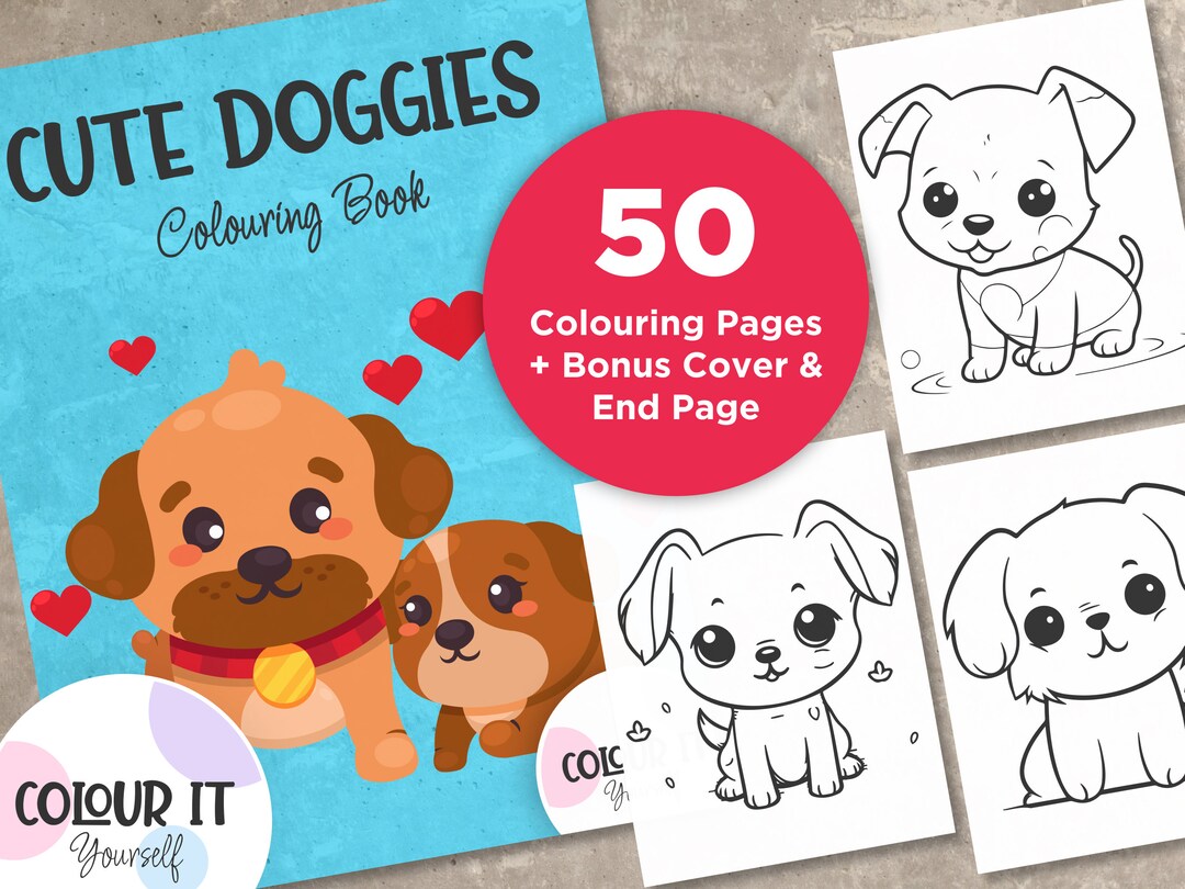 Cute Doggies Dogs Colouring Book Vol 1 50 Printable Dog Colouring Pages ...