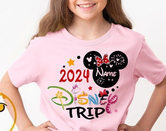 Disney 2024 Shirt with custom name, Minnie Mickey Shirt, Disney Matching shirts for kids and adults, Minnie/Mickey Personalized shirts 132