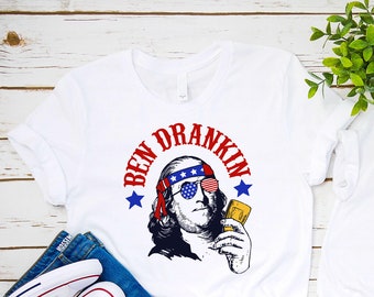 Merica Camisa, Ben Drankin Camisa, Ben Drankin,Ben Drankin 4 de julio Camisa,Forth de julio, 4th julio Regalo, 4 de julio,Funny Patriotic Tee JL5