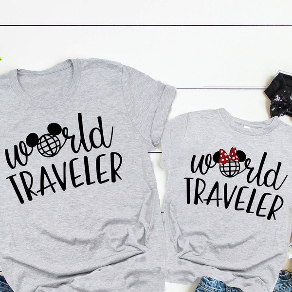Camisa Disney, World Traveler, Disney Trip Matching Shirts, Disney Epcot, Disney Family Shirts, Epcot Shirts DL028