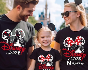 Koszulki Disney na zamówienie, spersonalizowane koszulki dla dzieci i dorosłych z okazji Disney Trip 2025, urocze, pasujące koszulki Disney