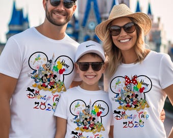 Koszulki Disney na zamówienie, spersonalizowane koszulki dla dzieci i dorosłych z okazji Disney Trip 2025, urocze, pasujące koszulki Disney