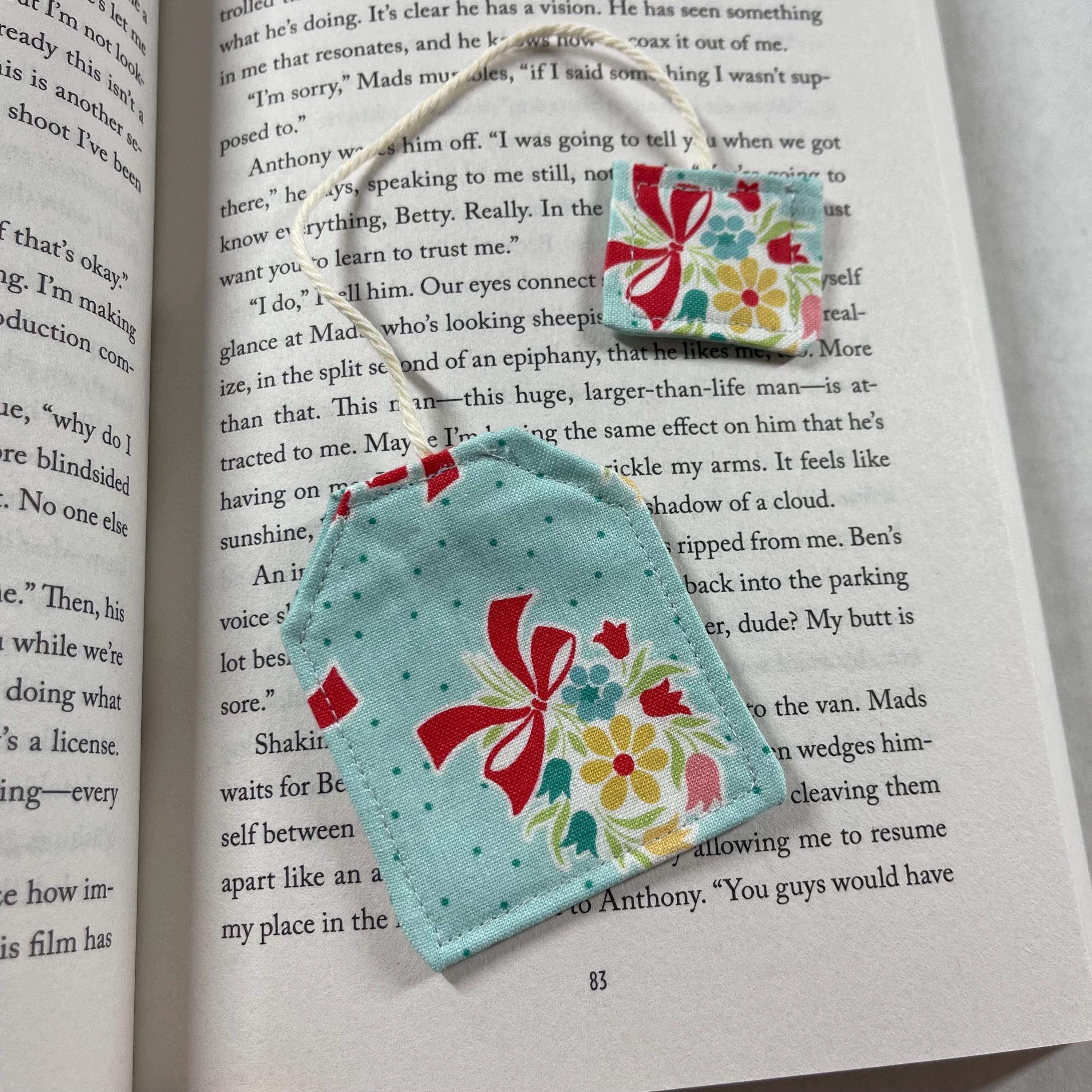 Tea Bag Bookmark, Cottage Floral Design, Tea Lover, Book Lover ...