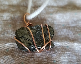Raw Shungite necklace in Copper Wrapping
