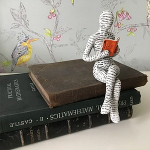 READING ORNAMENT- Woman Figurine - Book People- Reading Women- Book Shelf Ornaments - Shelf Sitter - Book Worm - Book lover - Boxed - Gift