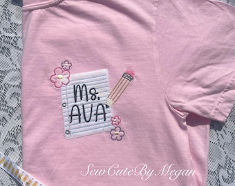 personalized teacher shirt, gift for teacher, custom teacher name shirt, embroidered teacher shirt, teacher appreciation