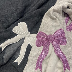 bow sweatshirt, viral side bow sweater, glitter bow, mama sweater, personalized sweater, bow crewneck, custom bow sweater image 7