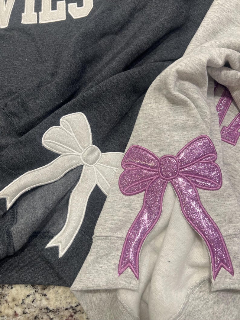 bow sweatshirt, viral side bow sweater, glitter bow, mama sweater, personalized sweater, bow crewneck, custom bow sweater image 7