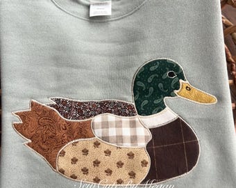 Embroidered Mallard Duck Patchwork Sweater