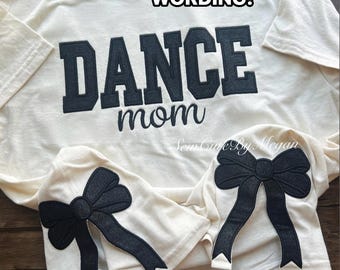 glitter bow TSHIRT with custom wording