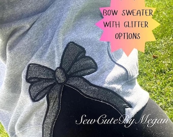 bow sweatshirt, viral side bow sweater, glitter bow, mama sweater, personalized sweater, bow crewneck, custom bow sweater