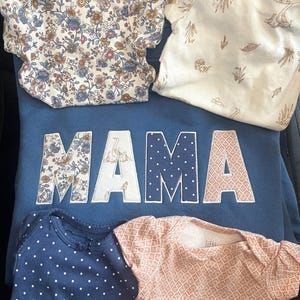 mama keepsake sweater, keepsake sweatshirt, embroidered mama, baby clothes keepsake, baby onesie keepsake, appliqué, mother’s day gift