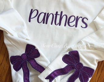 custom kids bow sweater with embroidered word/name