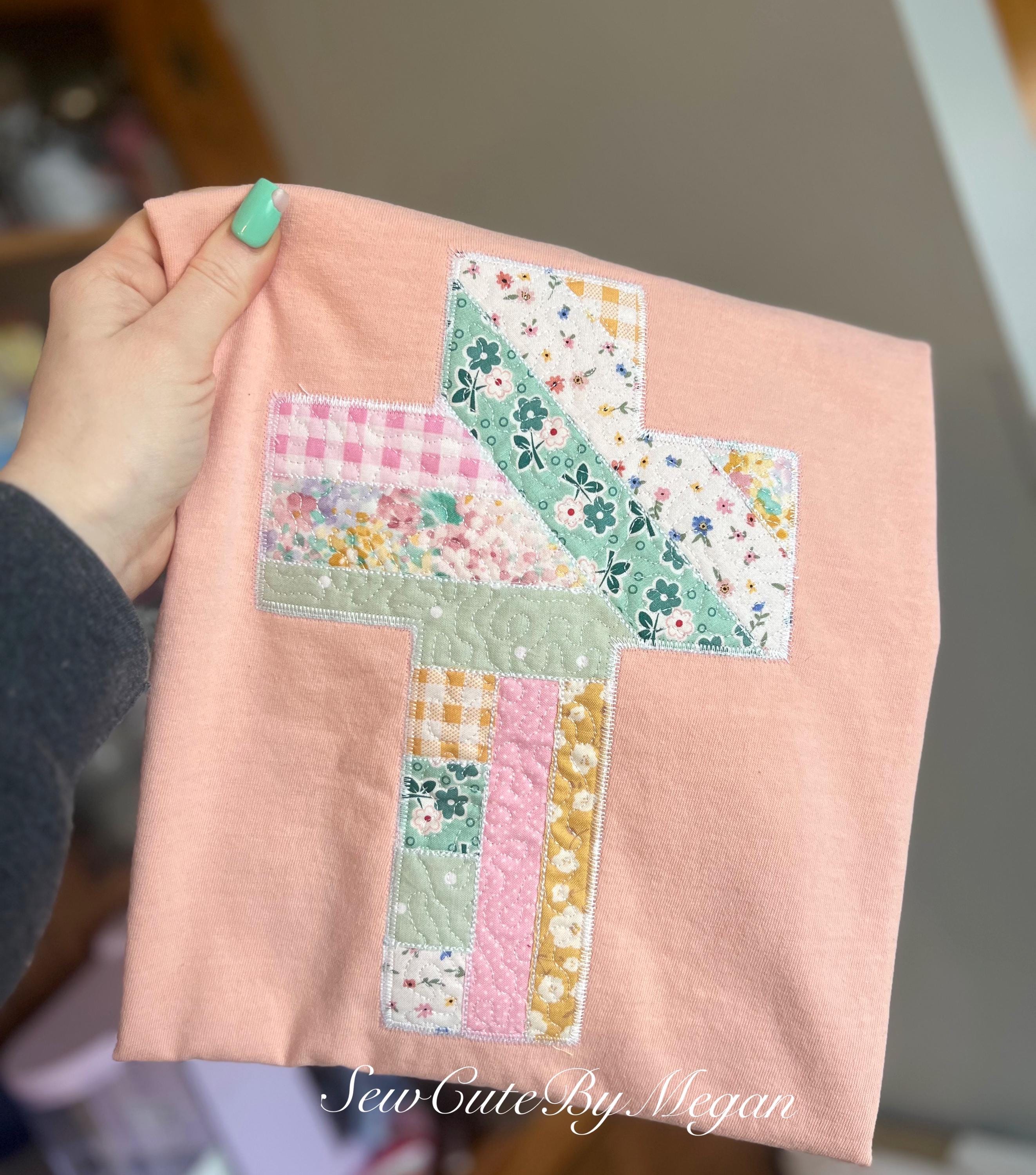 Patchwork Quilted Cross Shirt, Floral Spring Fabric Embroidery - Etsy