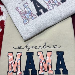 grandma keepsake sweater, grand mama embroidered mama sweater, baby clothes keepsake sweater, baby onesie keepsake, appliqué sweater