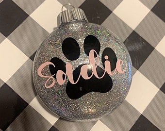 Personalized pet ornament, pet gift,name ornament, Christmas ornament, dog gift, cat gift, glitter ornament, Christmas present