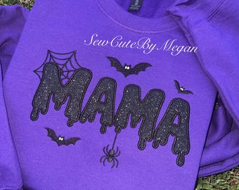 spooky mama embroidered sweatshirt, halloween sweater for mama