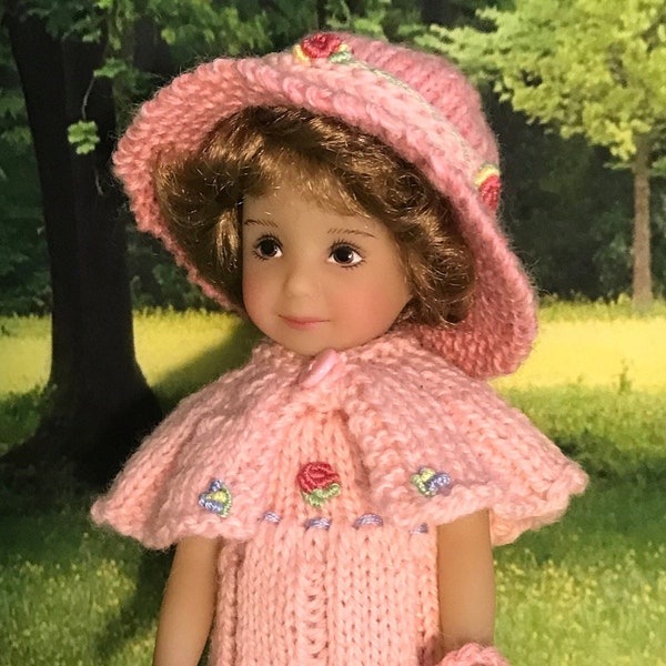 Brooke 8 inch Dianna Effner sculpture doll outfit handknit - (Listing for 6 piece hand knit ensemble ONLY)