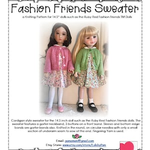 Ruby Red Fashion Friends Knitted Sweater Pattern