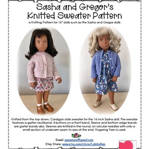 Sasha&#39;s Top Down Knitted Sweater Pattern for the 16 inch Sasha Doll