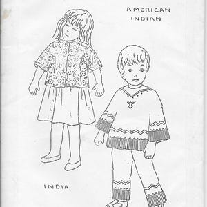 Sasha American Indian, China, and Africa Sewing Pattern &quot;The Loose Shirt&quot; Festival 1991 Children Of All The World by Peggy Trauger- PreOwned