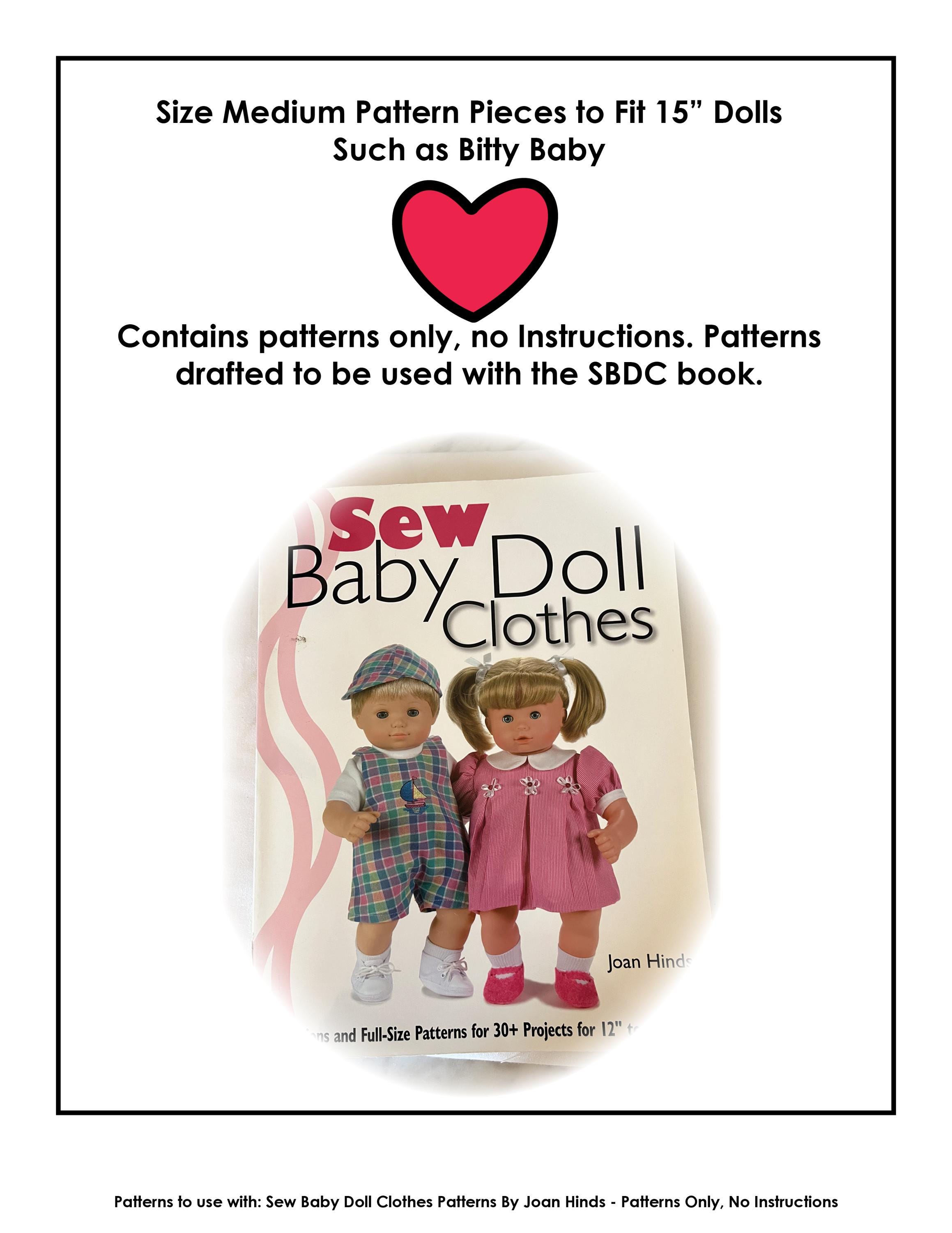 Pattern Size Med ONLY NOT Book Sew Baby Doll Clothes by Joan Hinds