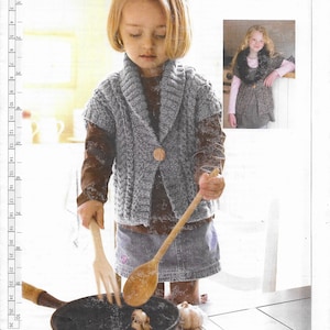 Kids Cabled Vest Pattern Supersoft Aaran and Fun Knit Sirdar Pattern- PreOwned