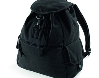 Vintage Canvas Backpack Rucksack, Desert Canvas Rucksack in schwarz