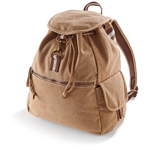 Vintage canvas backpack backpack, desert canvas backpack in color Sahara