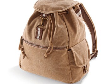 Vintage canvas backpack backpack, desert canvas backpack in color Sahara