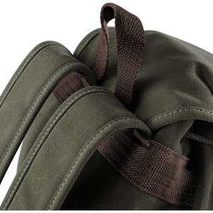 Vintage Canvas Backpack Rucksack, Desert Canvas Rucksack in Farbe military green afbeelding 4
