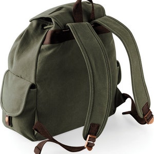 Vintage canvas backpack backpack, desert canvas backpack in color military green image 2