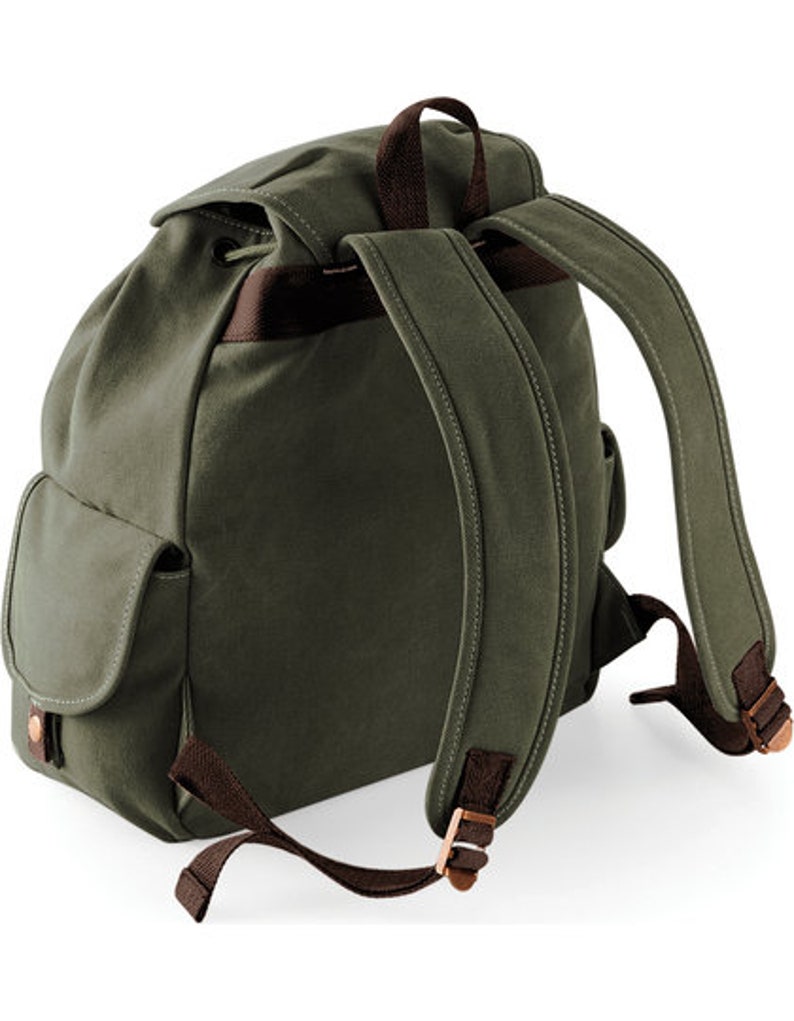 Vintage canvas backpack backpack, desert canvas backpack in color military green image 2