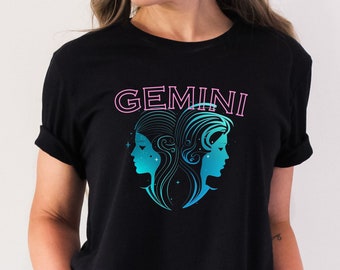 Camisa de Gêmeos, aniversário de Gêmeos, presente de Gêmeos, camisa feminina, mulher de Gêmeos, menina de Gêmeos, signo de Gêmeos, camisa de horóscopo, presente para Gêmeos