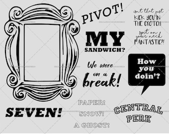 FRIENDS Clip Art Download - Print your own Friends! - Friends tv show printable Vector, SVG, PNG - Quotes & Frame set