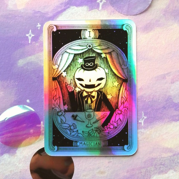 Tarotcard the magician holographic sticker