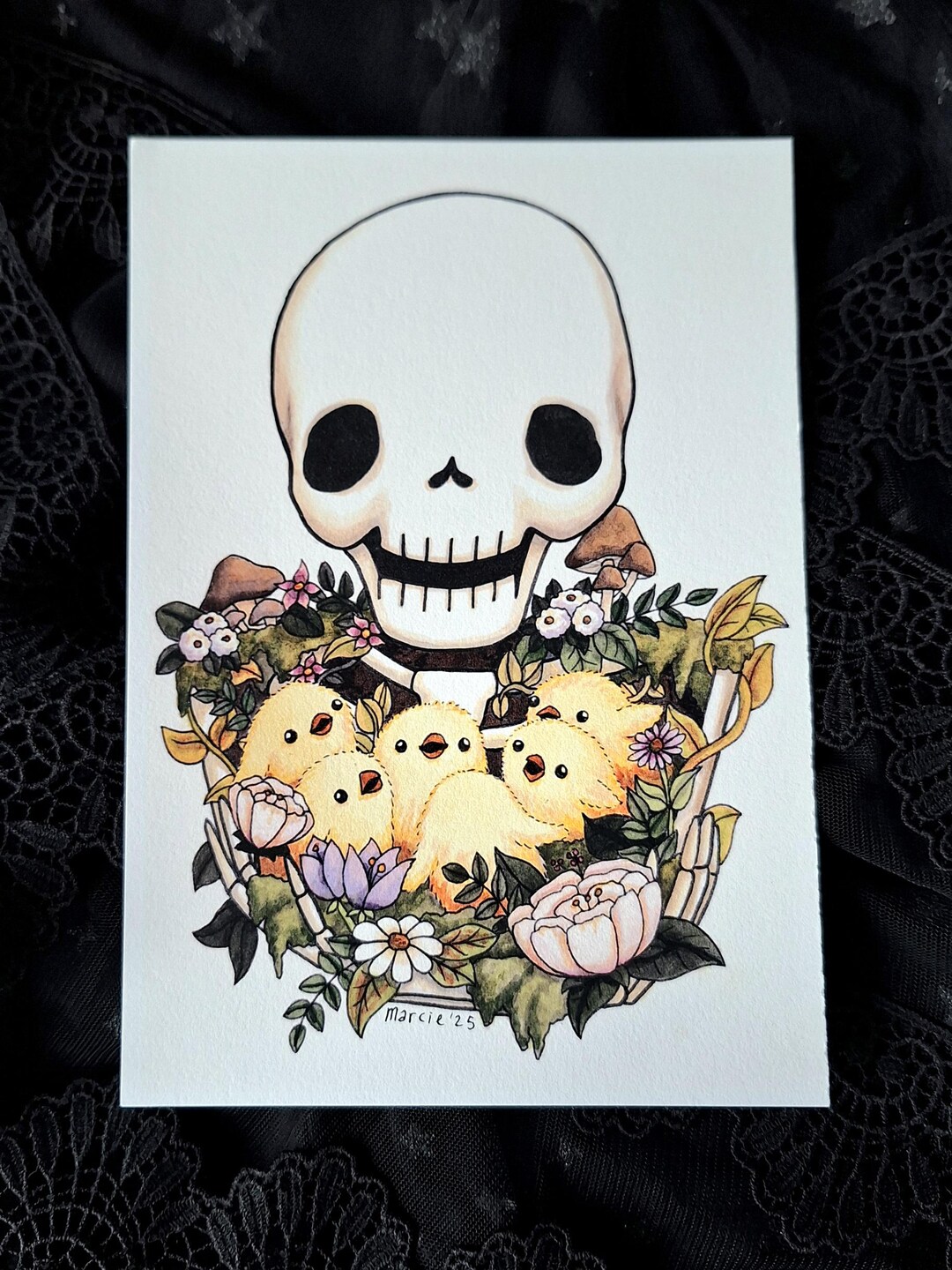 Spring Skeleton Art Print - Etsy