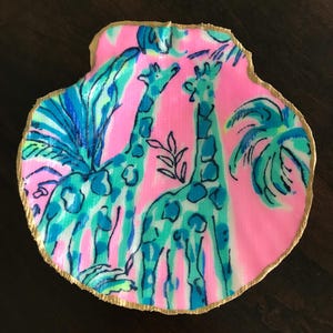 Lilly Inspired, Scallop Shell, Decoupaged, Giraffes, Colorful - Etsy